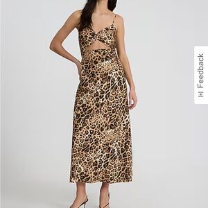 Express Satin Leopard Cutout Midi Dress